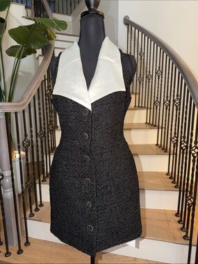 NWT Endless Rose Sleeveless Tweed Dress with White Collar (M) $240 MSRP